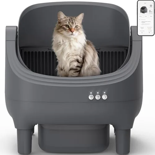 FSITEGO Open-Top Self-Cleaning Litter Box (Grey)